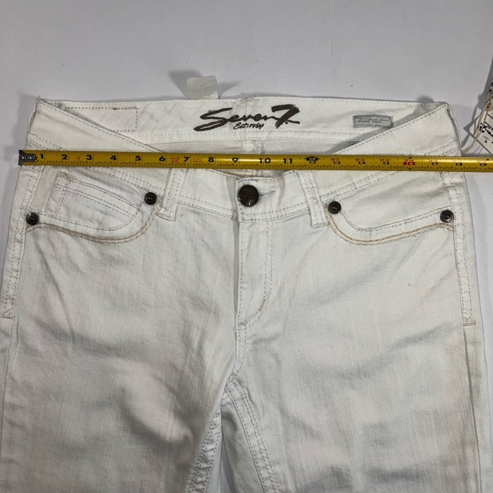 NWT Seven7 Jeans‎ Womens Size 12 White Bootcut Flap Pocket Distressed Boho Chic - Picture 3 of 8